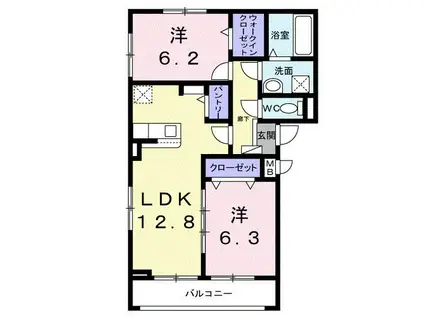 ソレイユ茨木(2LDK/3階)の間取り写真