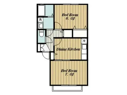 ブラウニーコート(2DK/1階)の間取り写真