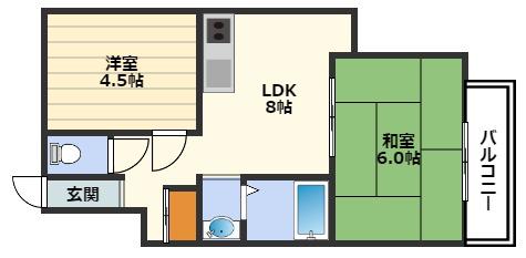 第3カワイハイツ(2DK/2階)の間取り写真