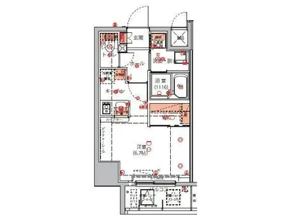 ハーモニーレジデンス東京イーストコア♯004(ワンルーム/5階)の間取り写真