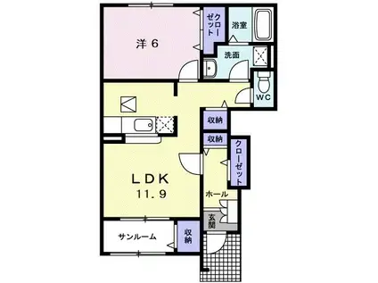 サンライズIII(1LDK/1階)の間取り写真