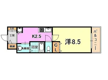 CITYSPIRE神戸元町1(1K/13階)の間取り写真