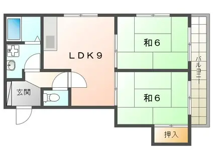 ロジャーズガーデン(2DK/2階)の間取り写真
