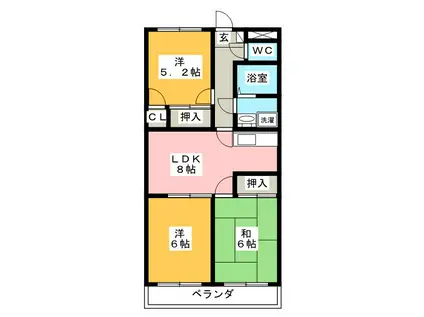 モラール(3LDK/3階)の間取り写真