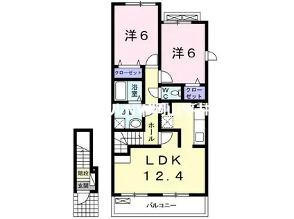 サニーグレイスB(2LDK/2階)の間取り写真