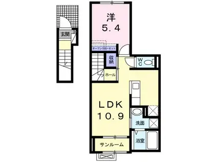 カーサカメリアX(1LDK/2階)の間取り写真
