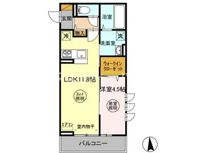 TEMPS CALME(1LDK/3階)の間取り写真