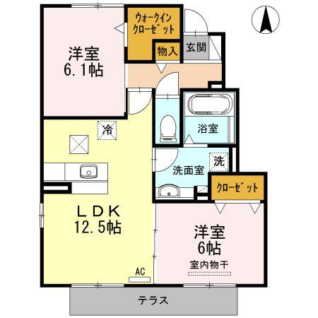 フィオーレ(2LDK/1階)の間取り写真