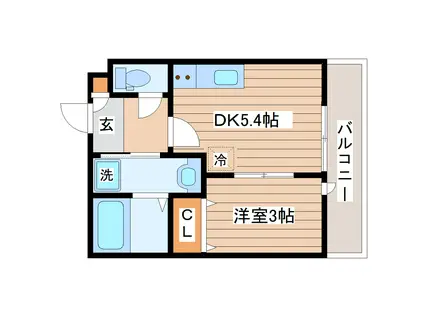 ロワン泉崎(1DK/1階)の間取り写真