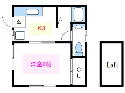 ヴァイスハイム(1K/1階)の間取り写真