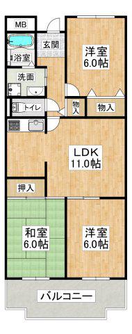パールヒル清水が丘(3LDK/2階)の間取り写真