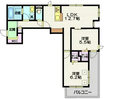 中央8丁目メゾン(2LDK/2階)の間取り写真