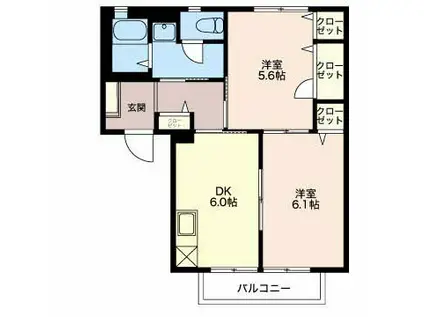 アネックスBE(2DK/1階)の間取り写真