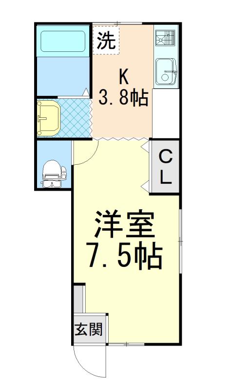 阪急神戸線 王子公園駅 徒歩12分 2階建 築4年(1K/1階)の間取り写真
