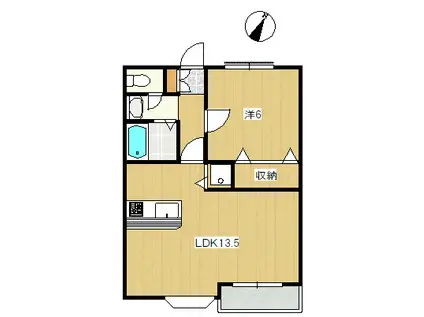 リヴェール(1LDK/2階)の間取り写真