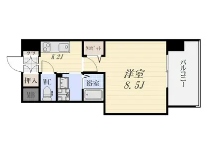 コスモシティーいづろ(1K/6階)の間取り写真