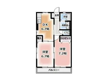 シュプールK(2DK/2階)の間取り写真