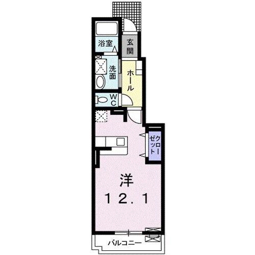 アルエットII-B(ワンルーム/1階)の間取り写真