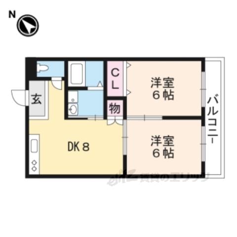 フォルサ1番館(2DK/1階)の間取り写真