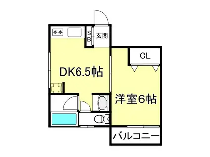 クリスタルダイヤ元住吉(1DK/2階)の間取り写真