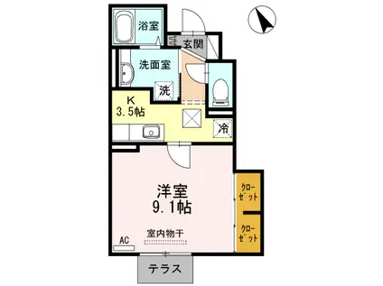 上越新幹線 長岡駅 徒歩23分 2階建 築11年(1K/1階)の間取り写真