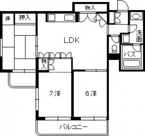 ライオンズマンション古江東(3LDK/2階)の間取り写真