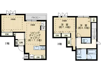 リジエル本駒込(2LDK/2階)の間取り写真