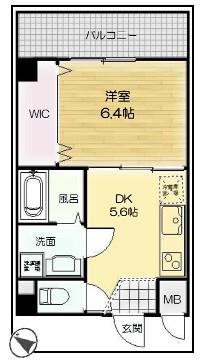 ELEGANTE宝塚(1DK/4階)の間取り写真