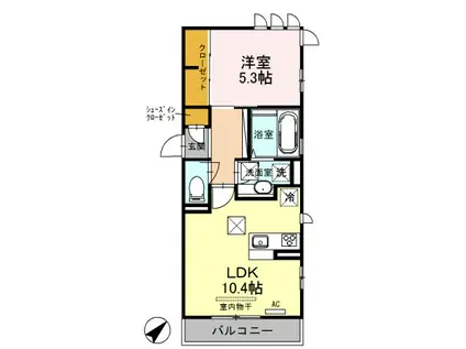 レヴァージュ(1LDK/1階)の間取り写真