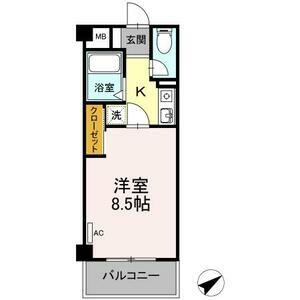 サン・ラモン本山(1K/1階)の間取り写真