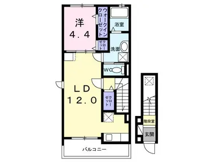 FOUR(1LDK/2階)の間取り写真