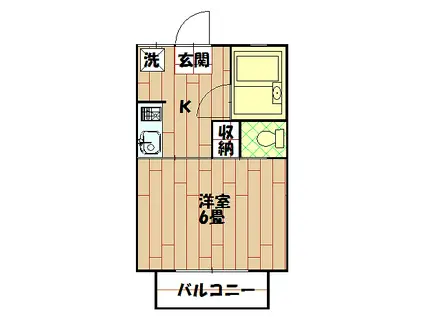 杉田ハイム A棟(1K/2階)の間取り写真