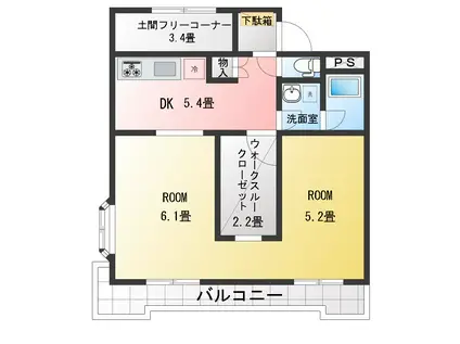 メゾンブレス(2DK/4階)の間取り写真