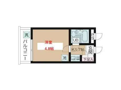 ハイシティ 北千束(1K/4階)の間取り写真