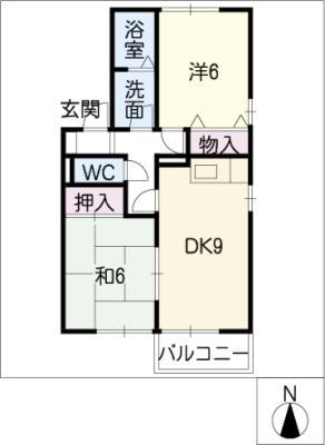 コンフォート21(2DK/1階)の間取り写真