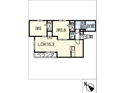 ヘーベルメゾン稚児宮(2LDK/2階)の間取り写真