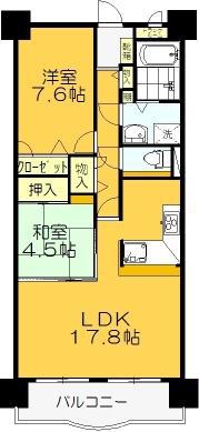 サントノーレ高松中央弐番館(2LDK/7階)の間取り写真