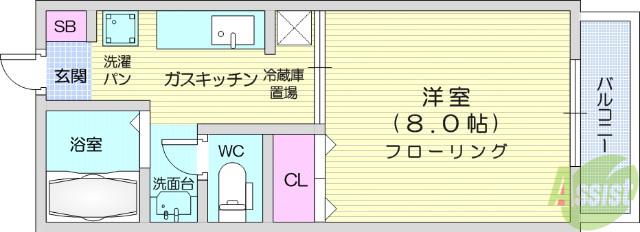 グリーンヒルズ八乙女(1K/1階)の間取り写真