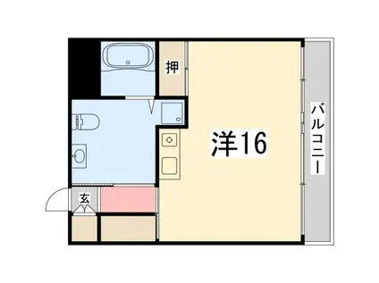 ハッピーエイジ土山(ワンルーム/6階)の間取り写真