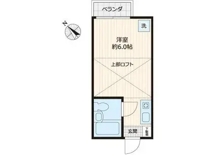 サウスハイム入曽(ワンルーム/1階)の間取り写真