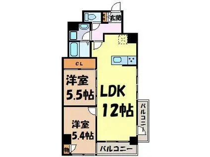 レジデンシア東別院(2LDK/10階)の間取り写真