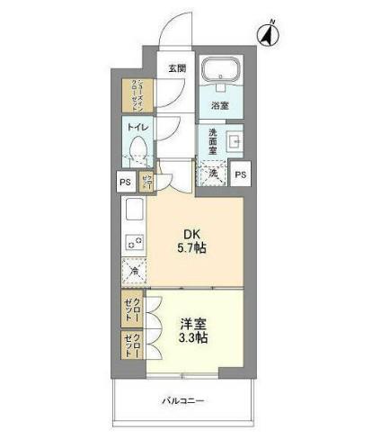 コスモグラシア学芸大学(1DK/4階)の間取り写真