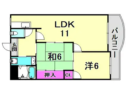 ベルカンポ甲子園(2LDK/1階)の間取り写真