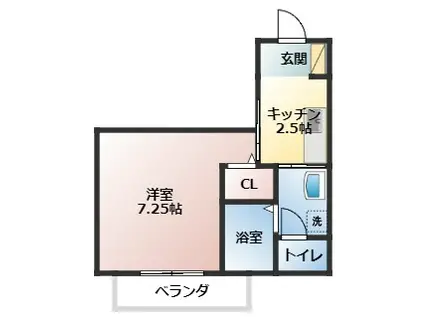 エリシオン(1K/1階)の間取り写真