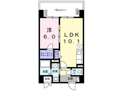 ヴァンヴェール森の宮(1LDK/12階)の間取り写真