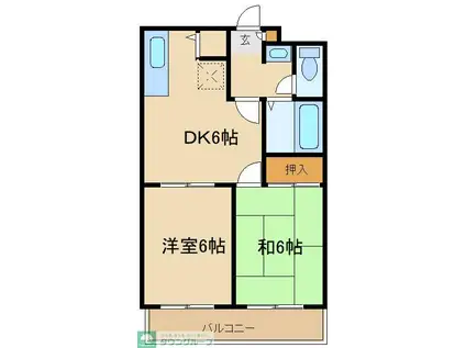 フォンテーヌ府中(2DK/3階)の間取り写真