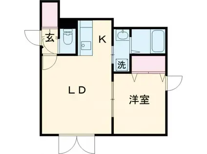 REVE黄金 B棟(1LDK/1階)の間取り写真