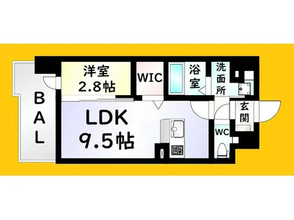 グランヒルズ戸畑(1LDK/6階)の間取り写真