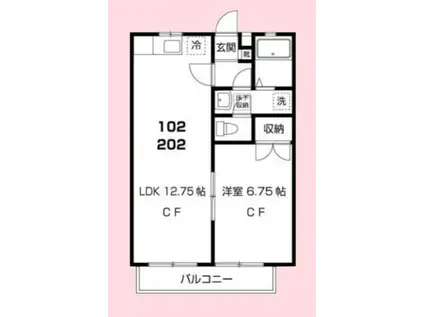 ログリジェール泉台(1LDK/2階)の間取り写真