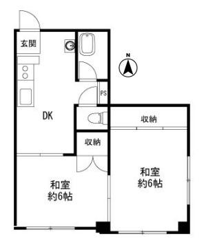 カーサ六甲(2DK/2階)の間取り写真